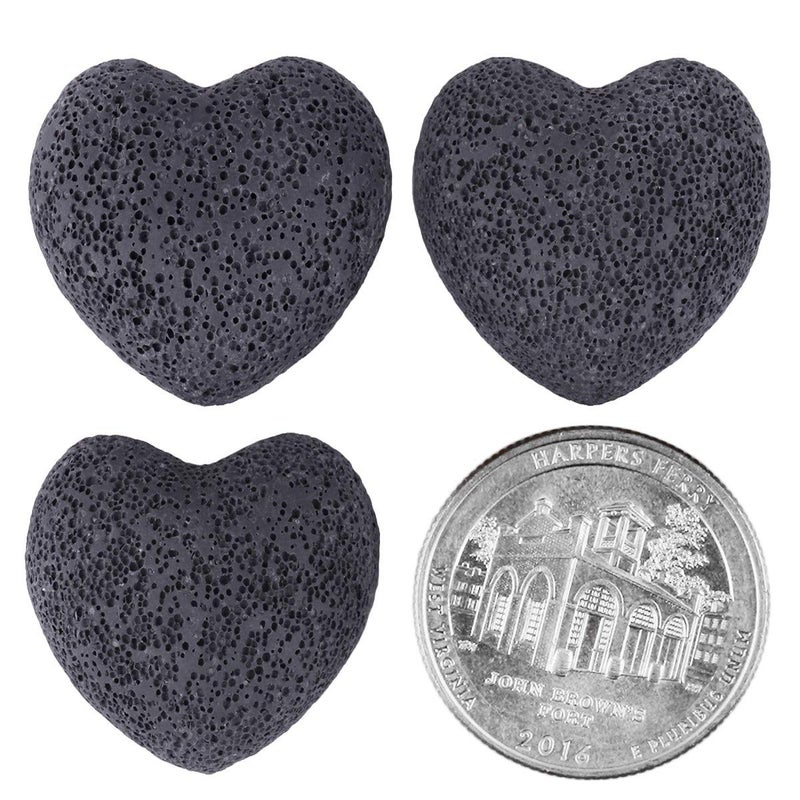 rockcloud Black Lava Rock Stone Heart Shape Pocket Stones Dyed Lava Rocks Aromatherapy Essential Oil Diffuser Set, 0.9 Inch, 10 Pcs - Image 2